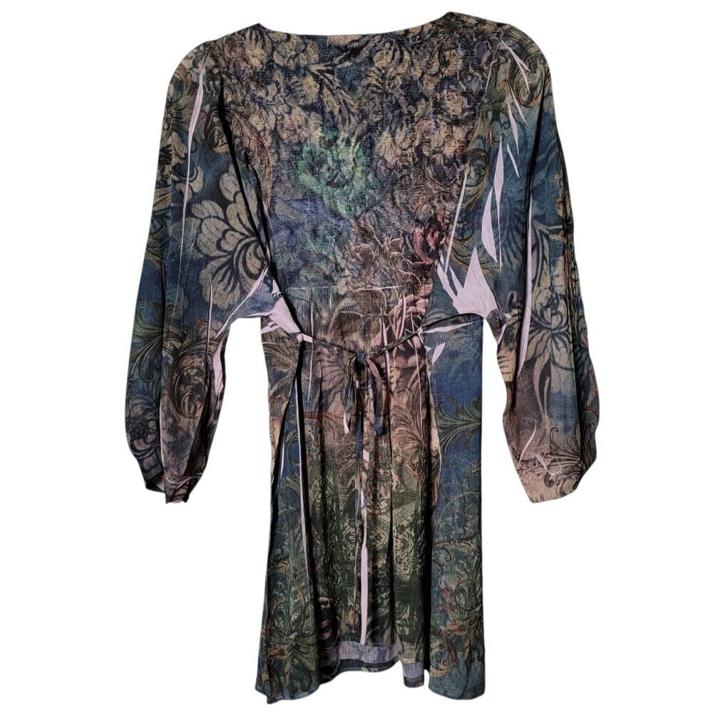 B.L.E.U. Womens Floral Fairycore Y2K Boho Gypsy Boho Rhinestone Back Tie Top S - Picture 5 of 9